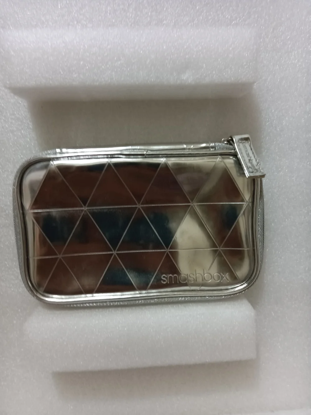 Smashbox Silver Quilted Metallic Makeup Pouch